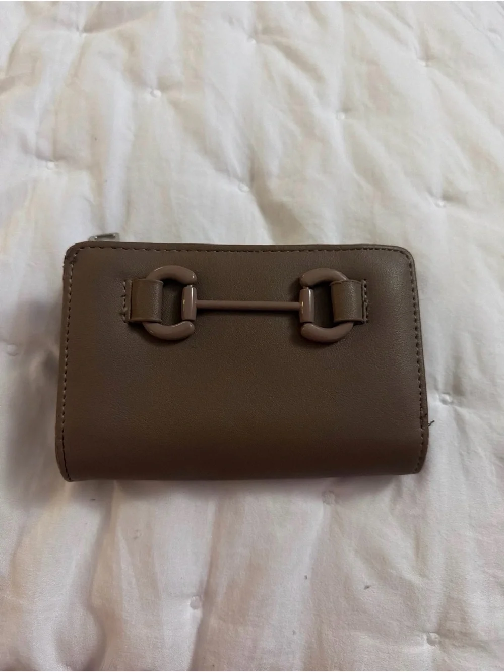 Women's Steve Madden Taupe Leather Compact Wallet